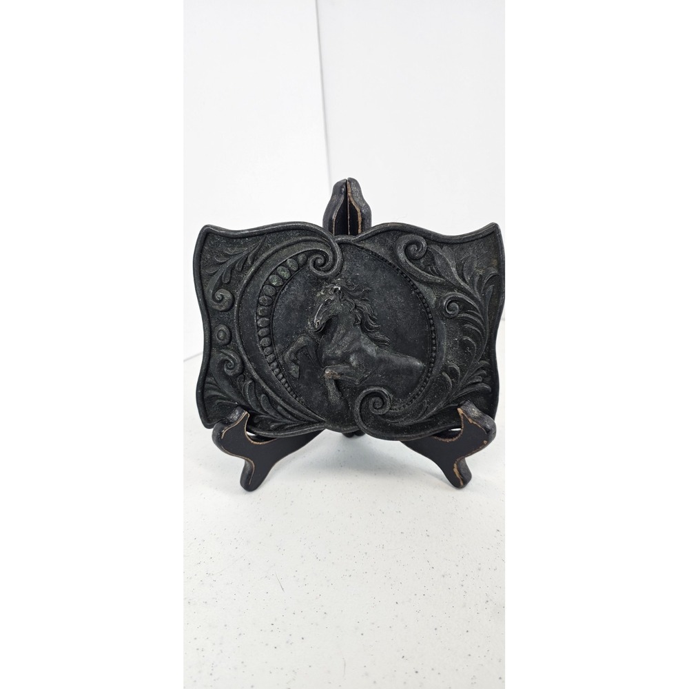 Home Interiors Gifts Buckle Plaque Wall Hanging Cowboy Rodeo Star Horse Resin 6"